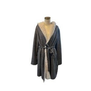Anthropologie Pure Good Hooded Robe Sherpa Lined Cozy Loungewear‎ XS S